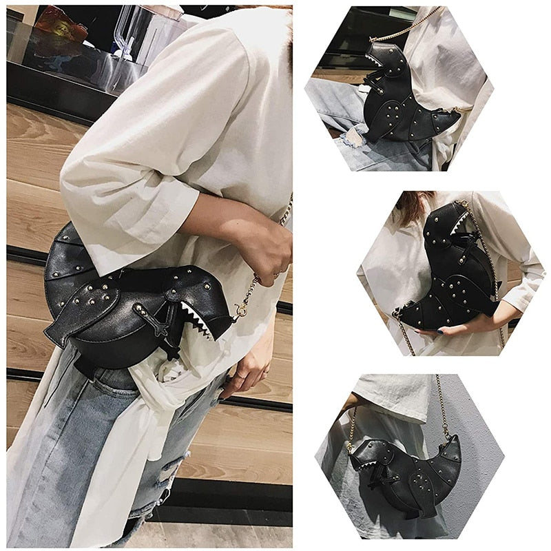 Dinosaur Design Rivets Women&amp;#39;s Purses and Handbags Shoulder Chain Bag Designer Small  Crossbody Bag Female Clutch Bag Pu Leather