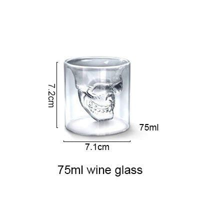 4 Sizes Skull Cup Shot Cocktail Glass Transparent Coffee Cup Crystal Skull Head Glass Cup for Whiskey Wine Vodka Bar Club Beer