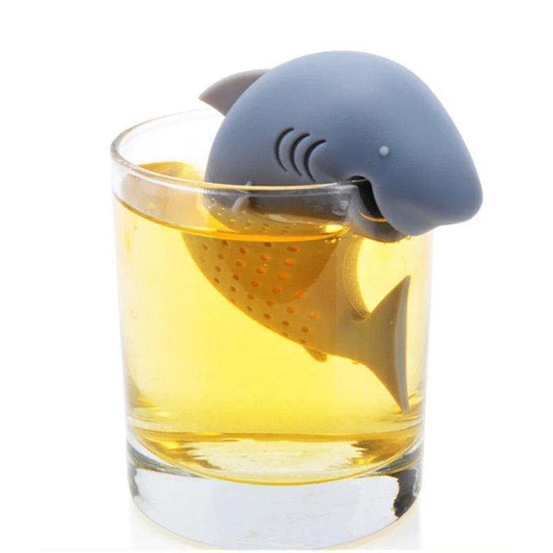 Creative Shark Shape Strainers Infusers Tea Strainer Coffee Maker Silicone Drinks Leak To Disassemble Easy Clean Accessories