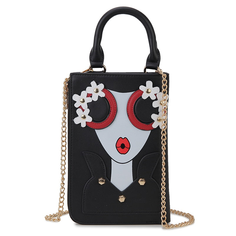 Fashion Small Crossbody Bag for Women Shoulder Chain Bag Pureses and Handbags Designer Character Party Clutch Bag Pu Leather