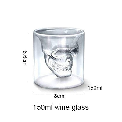 4 Sizes Skull Cup Shot Cocktail Glass Transparent Coffee Cup Crystal Skull Head Glass Cup for Whiskey Wine Vodka Bar Club Beer